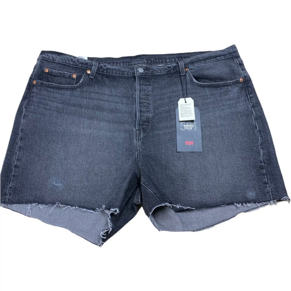 Levi’s 501 High Rise Cutoff Shorts Black Denim Size 24 NWT Button Fly